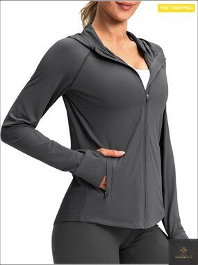 Lightweight UPF 50+ Sun Protection Hoodie Jacket Full Zip Active Outdoor